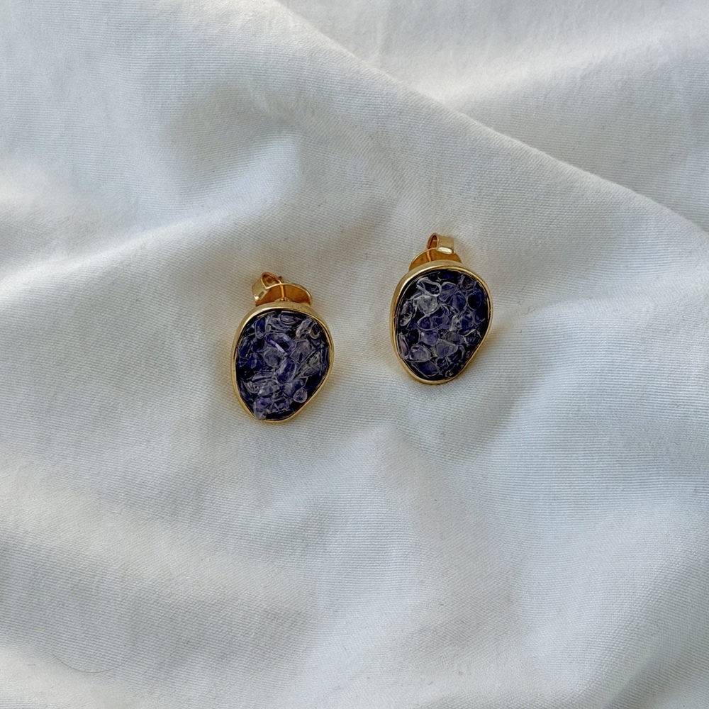 Circle of Fragments Earrings - 18k Gold Plated - Amethyst